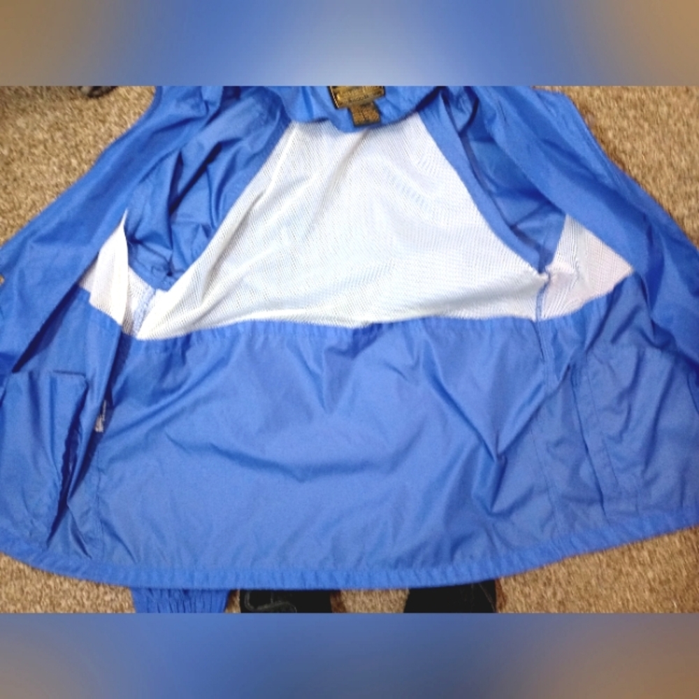 Eddie Bauer Windbreaker Jacket, Hide-A Hood/water resistant/ZipUp/Pckts, blue, M - Picture 8 of 12
